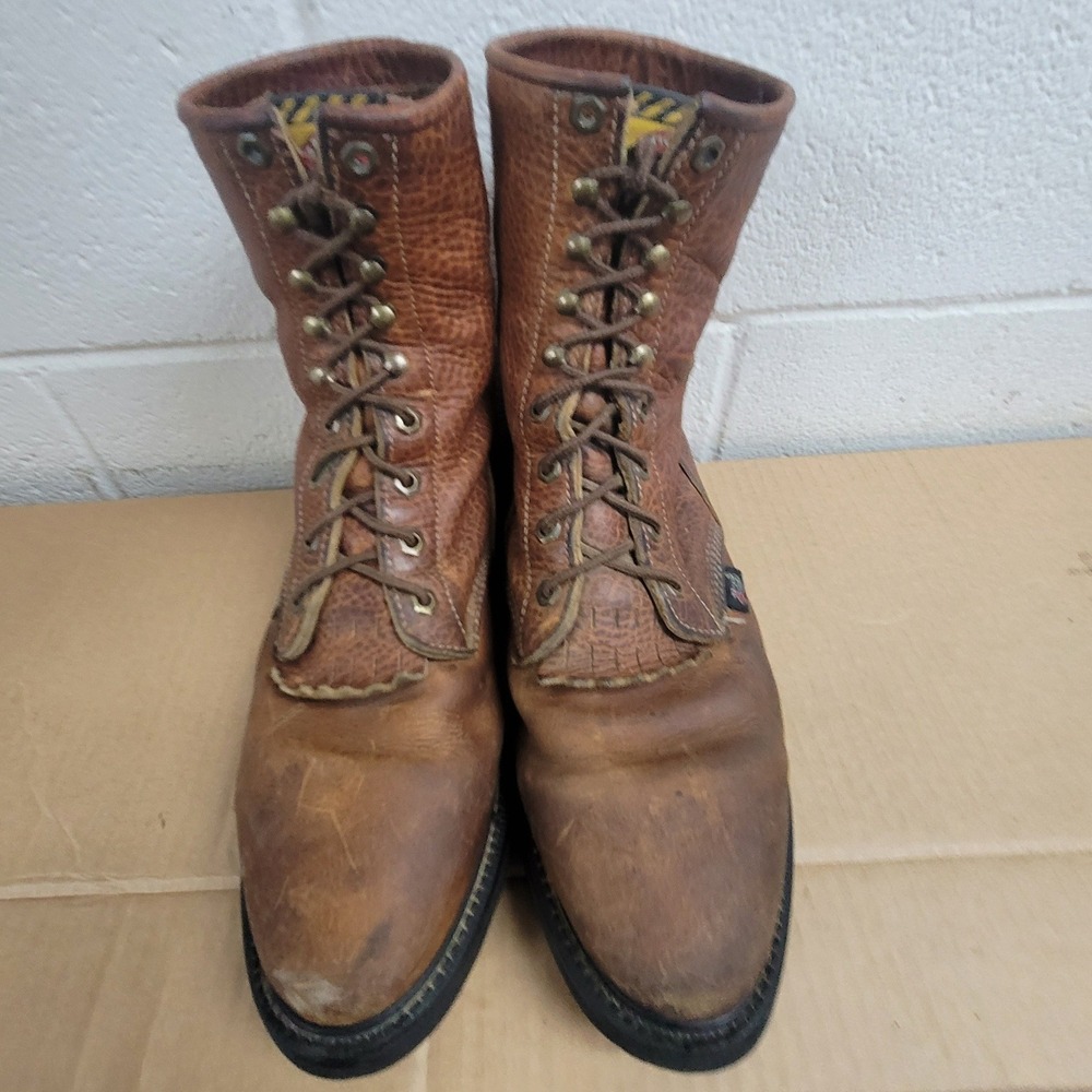 Justin Boots Brown Leather Lace-Up Work Boots